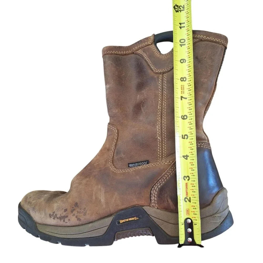 Browning Waterproof Leather Work Boot Men 9.5 WIDE #BR9105 Ranch Hunting Comfort